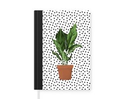 Notitieboek - Schrijfboek - Planten - Plantenbak - Stippen - Notitieboekje klein - A5 formaat - Schrijfblok
