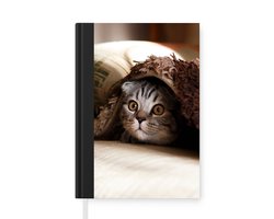 Notitieboek - Schrijfboek - Poes - Deken - Bank - Notitieboekje klein - A5 formaat - Schrijfblok