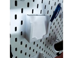 Notitieboekje met pennenhouder voor IKEA SKÅDIS geperforeerde wand – 76x76×30 mm – wit – organizer voor kantoor, keuken & werkplaats – accessoires & houder – Made in Germany