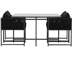 Noto tuinmeubelset 1 eettafel, 2 stoelen zwart.