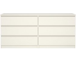 Noulan commode 6 lades witte essenhout decor.