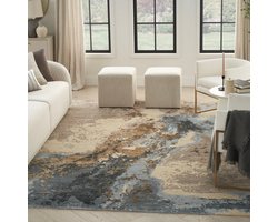 Nourison Vloerkleed - 297 x 419 cm - Veelkleurig - Rechthoekig - Bamboezijde, Wol - Woonkamer, Eetkamer, Slaapkamer - Abstract - Modern, Design