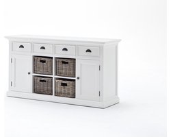 Nova Solo - Dressoir - mahoniehout - wit - 160bx50dx85 hoog-4 laden-4 mandjes-2 deuren