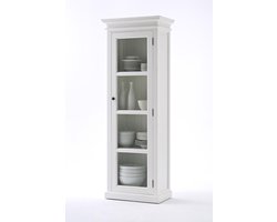 Nova Solo - Vitrinekast - 70x35x190h - wit - Mahoniehout - CA602-4 open vakken-1 glasdeur