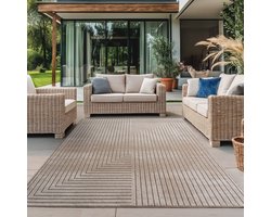 Nova – Vloerkleed Oslo Beige – Binnen En Buiten vloerkleed – Laagpolig – Japandi stijl – 280x370 cm