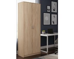 NovaLine Opbergkast 180x74 cm Sonoma – Multifunctionele Kast met 8 Vakken, 6 Planken en 2 Deuren – Huishoudkast / Bezemkast van Gelamineerd Hout met Matte Afwerking - House&Garden