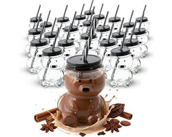 Novaliv 24x bekers glühwein 300 ml Gepersonaliseerde kerstmok met drinkrietje - beer als glühweinmok - mok met berenmotief Kerstboom Kerstmokken handwarmermokken