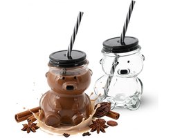 Novaliv 2x glühweinbekers 300 ml Gepersonaliseerde kerstmok met drinkrietje - beer als glühweinmok - mok met berenmotief Kerstboom Kerstmokken handwarmermokken