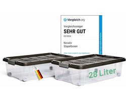 Novaliv 2x Onderbed Ladekast met Wielen 28L Opbergdoos Deksel Antraciet Nestbaar Stapelbaar met Clipsluiting Rolbox BPA-vrij 61x40x17 cm