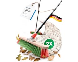 Novaliv 2x tuinbezem 40 cm met steel voor buiten Elaston borstelharen Ideaal als bezem voor buiten Straatbezem met steel Harde borstelharen Terrasbezem Tuinbezem Stalbezem Veegbezem Industriële bezem Buitenbezem