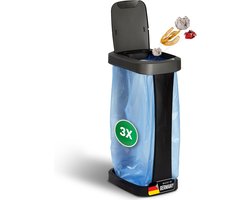 Novaliv 3-pack afvalzakhouders met deksels voor 70L-120L afvalzakken, extra robuuste en stevige houder geschikt voor buitengebruik, gele afvalzakhouder, gele afvalzakhouder, afvalbak