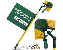Novaliv dakgootborstel & hoekborstel met schraper & telescopische steel 3,3m, dakgootreinigingsbezem borstelreiniger rups, dakgootborstel dakgootreiniger dakgootreinigingsset
