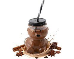 Novaliv mok glühwein 300 ml Gepersonaliseerde kerstmok met drinkrietje - beer als glühweinmok - mok met berenmotief Kerstboom Kerstmokken handwarmermokken