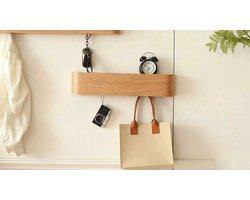 Novalura Kapstok Eiken Bruin 5 haken - kapstokken - wand kapstok 5haaks - hout - minimalistisch