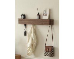 Novalura Kapstok Eiken Walnoot bruin 8 haken - kapstokken - wand kapstok 8haaks - hout - minimalistisch - FSC Hout