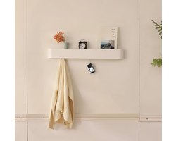 Novalura Kapstok Wit 8 haken - kapstokken - wand kapstok 8haaks - hout - minimalistisch - FSC Hout