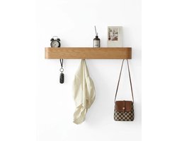 Novalura Wandkapstok Eiken Bruin – 8 Verborgen Haken – Massief FSC Hout - Minimalistisch