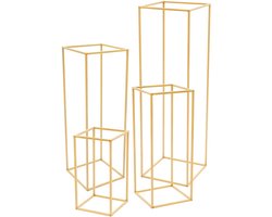 Novari - Bloemenstandaard - Bloemenzuil - Tafeldecoratie - Bloemenrek - Tafelset - Set van 4 - Stevige metalen constructie - Goud