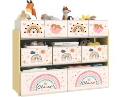Novari - Speelgoedorganizer - Kast - Speelgoed opbergkast - 3 niveaus - 9 opbergmanden - Draagvermogen 8 kg - 93x30x70 cm