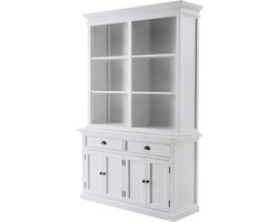 NovaSolo Halifax Buffetkast met 6 Open Schappen – Boekenkast Landelijke Stijl – Wit – 220 cm Hoog – Massief Hout