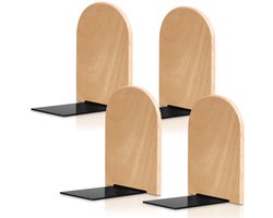 NovaWare® Boekensteun - 4 Stuks - Boekensteunen - Plank Organizer - Boekenhouder – Boekenrek - Boeksteun - Beukenhout