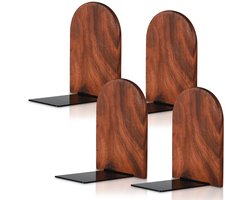 NovaWare® Boekensteun - 4 Stuks - Boekensteunen - Plank Organizer - Boekenhouder – Boekenrek - Boeksteun - Walnoothout