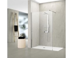 Novellini Kuadra zijpaneel HL 40x200cm voor inloopdouche H chroom profiel met helder glas