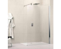 Novellini Lunes inloopdouche H 88 90x195cm met muursteun 100cm mat chroom profiel en helder glas LUNESH901B