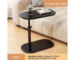 Novendo Goods – C-vormige verstelbare bijzettafel – In hoogte verstelbare laptoptafel & kleine salontafel – 360° Draaibaar & kantelbaar- Tafelblad met metalen frame – Compact & ruimtebesparend ontwerp