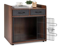 Novendo Goods - Hondenbench meubel met lades - Hondenkooi bijzettafel met afsluitbare deur - Stijlvolle hondenkrat voor kleine en middelgrote honden