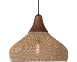 Novendo Goods – Japandi design Rotan hanglamp – Ambachtelijke Wabi Sabi plafondlamp voor warm en modern interieur – Perfect voor eettafel, keukeneiland en woonkamer