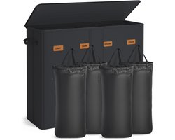 Novendo Goods – XXL Wasmand 210L met 4 vakken & deksel - Wasbox met labels, uitneembare waszak & opvouwbaar wasruimte-organizersysteem