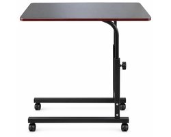 Noventra Bedtafel – Verstelbare Bedtafel op Wielen 60-85 cm – Laptoptafel voor Bed en Bank – Verrijdbare Bijzettafel – 40 x 60 cm – Bruin