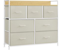 Noventra ladekast-opbergkast-commode-slaapkamer kast-kast-28,5x98x85 cm- houtspaanplaat-metaal-stof-7 lades-wit