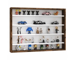 Noventra - Vitrinekast - Wandvitrine met Glazen Schuifdeuren - Verzamelkast - Displaykast voor Miniaturen, LEGO & Figuren - 80 x 60 cm - Donker Hout
