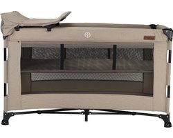 Novi Baby® Nora Luxe Campingbed - Beige/Zwart - reisbed - Inclusief transporttas - Inclusief verschoonblad -Inclusief bodemverhoger