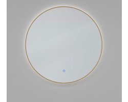 Novi spiegel rond met LED, dimbaar 60 cm geborsteld messing