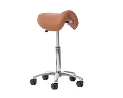 Novicum Esta zadelkruk kappersfiets Cognac kleur met Medium gasveer en Compact zadel kapperskruk