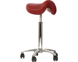 Novicum Esta zadelkruk kappersfiets ROOD met COMPACT zadel en LARGE gasveer kapperskruk