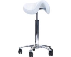 Novicum ESTA zadelkruk kappersfiets WIT met COMPACT zadel en LARGE gasveer kapperskruk