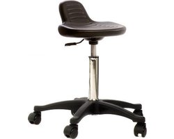 Novicum Gustav PU stahulp werkstoel tabouret zwart met compacte zitting en met Large gasveer kapperskruk zadelkruk