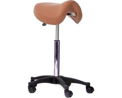 Novicum Nissa zadelkruk kappersfiets COGNAC met LARGE gasveer en COMPACT zadel kapperskruk