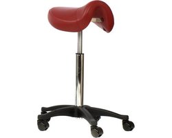 Novicum Nissa zadelkruk kappersfiets ROOD met LARGE gasveer en COMPACT zadel kapperskruk