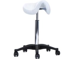 Novicum Nissa zadelkruk kappersfiets WIT met COMPACT zadel en LARGE gasveer kapperskruk