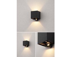 Novie Go | Wandlamp Buiten Up & Down – IP56 Waterdicht – Oplaadbare Muurlamp USB-C – LED 3000K Warm Wit – Modern Minimalistisch Design – Kunststof Outdoor Lamp