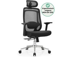 Noviq Comfort Life - Ergonomische Bureaustoel Volwassenen - NEN-EN 1335 - Thuiswerkplek - Verstelbare Hoofdsteun & Armleuningen - Zwart