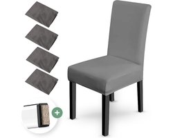 NOVOB® Stoelhoes Grijs Eetkamerstoelen 4 Stuks + Poot Viltjes