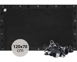 NOVOB® Verduisteringsdoek met Zuignappen - 120x70cm - Verduisteringsgordijn - Te Verkleinen met Klittenband - 100% Verduisterend - Verduistering Raam - Zwart