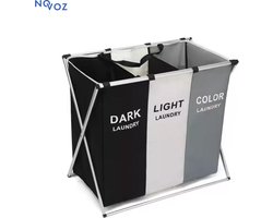 Novoz Wasmand 3 Vakken - Wassorteerder - Waszak - Laundry Basket - 125L