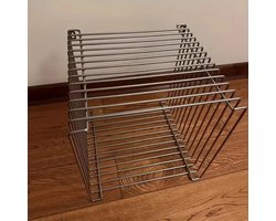 Novyro Living - bijzettafel - krukje - zilverkleurig metaal - met opbergruimte - retro - RVS stijl - 25x25x25 cm - huismeubilair